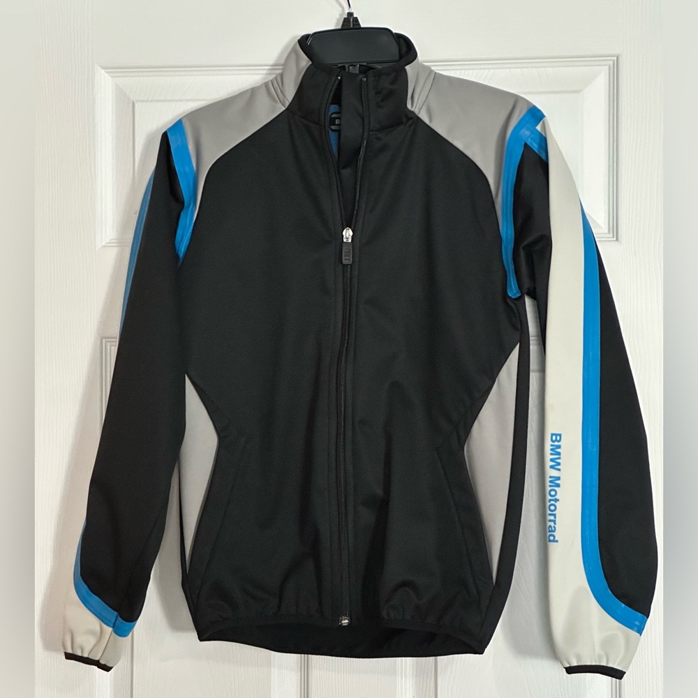 BMW Motorrad Womens XS Full Zip Softshell Jacket Black Grey Blue‎ Motorcycling